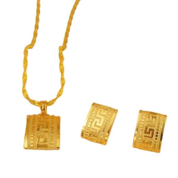 Square Design Pendant Earrings Love Jewelry