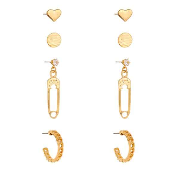 Korean style cold wind geometric set earrings creative metal wild trend temperament ladies earrings earrings