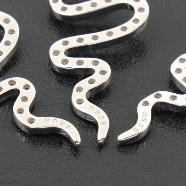 Belly Button Nails With Sterling Silver Snake Set With Zircon