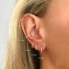Trendy Circle Zircon Perforated Stud Earrings