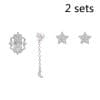 Earring Set, Moon Earrings, Gold Floral Earrings, Small Chain Earrings