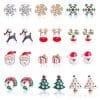 Christmas Stud Earrings Diamond Snowflake Set