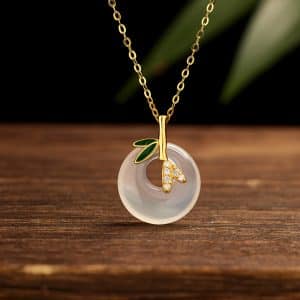 Natural Chalcedony Peace Buckle Necklace Female Chinese Style
