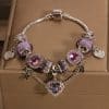 Special Interest Light Luxury Purple Glass Bead Love Pendant Bracelet