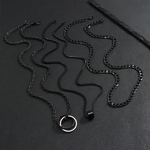 Stainless Steel Necklace Three-dimensional Cylindrical Ring Buckle Titanium Steel Necklace Suit
