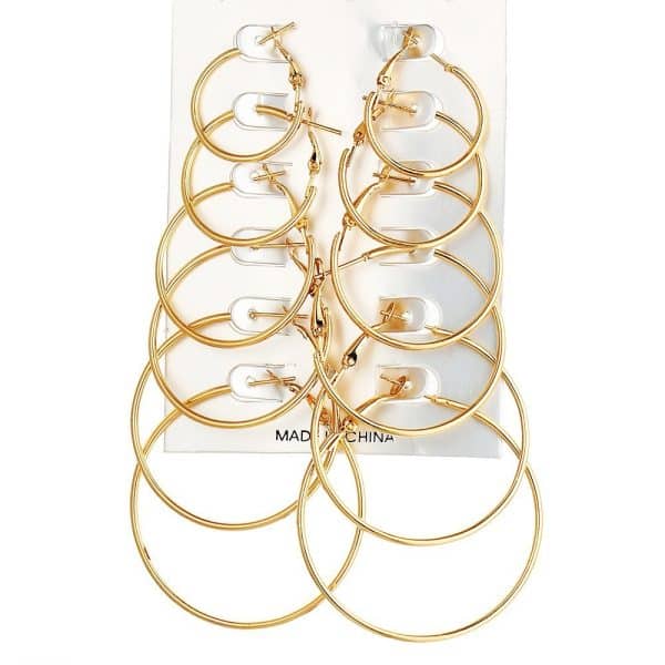 Gold Large Circle Combination Set Earrings Exaggerated Metal