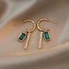 Emerald Drop Earrings S925 Silver Needle Pearl