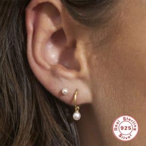 S925 Sterling Silver Pearl Pendant Eardrop Earring
