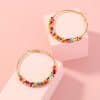 Bohemian Ethnic Style Multicolor Rice Beads Exaggerated Golden Large Circle Earrings