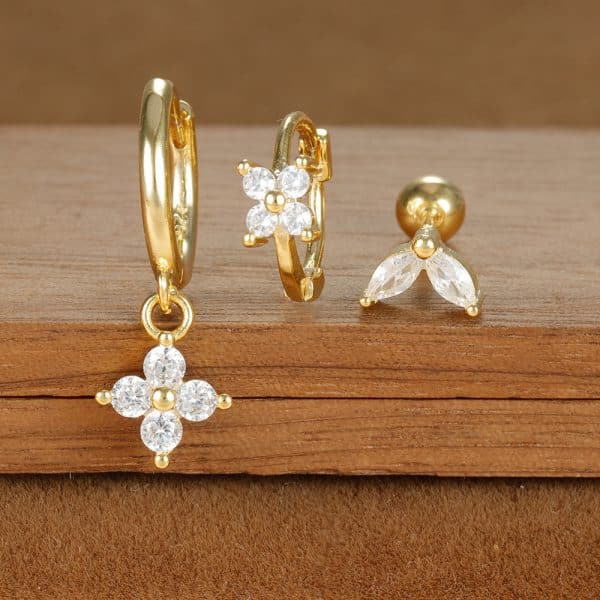 Fashion Geometric Ear Studs Zircon Set Ladies