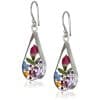Cute Printed Flowers Water Drop Hanging Earrings