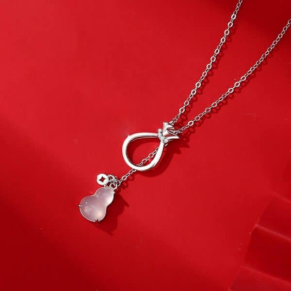 Women's Sterling Silver Retro Ethnic Style New Chinese Style Red Agate Gourd Clavicle Chain