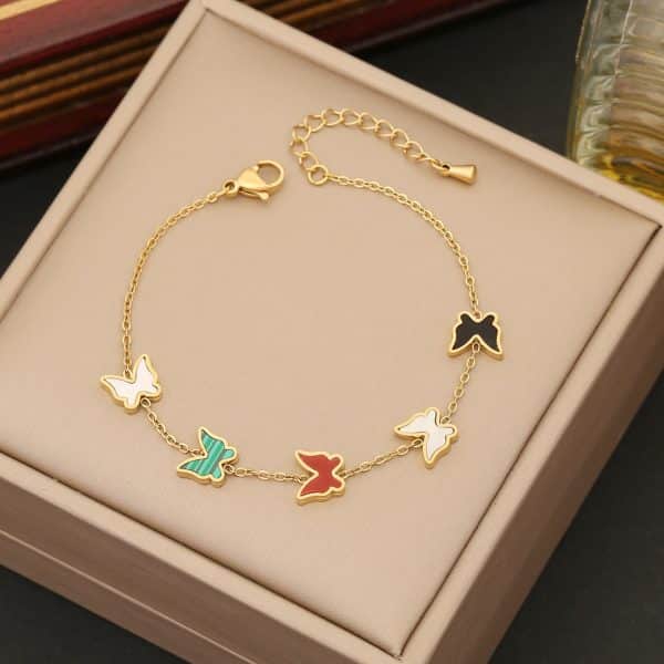 Colorized Butterfly Necklace Fashion Stainless Steel Jewelry Set