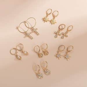 Multi-element Cross Eye Set Earrings Ins Pastoral Style