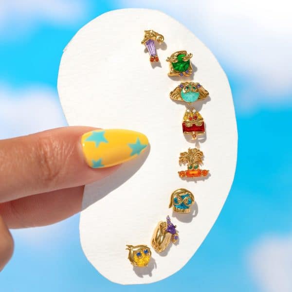 Color Zircon Cartoon Earrings Four-piece Set Trendy Earrings Suit