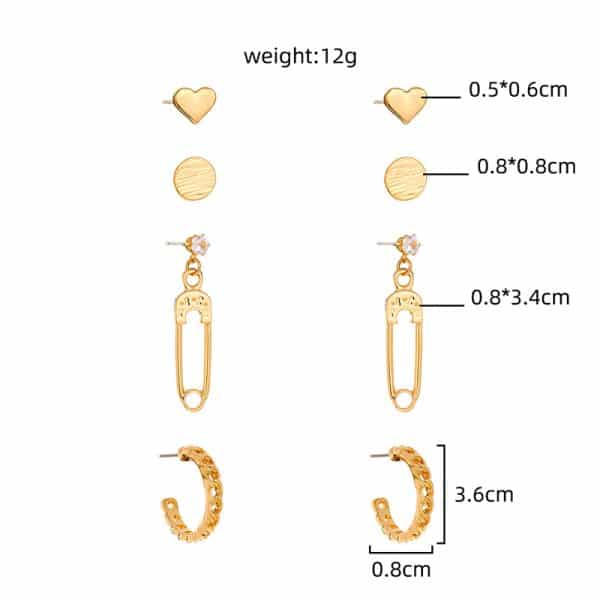 Korean style cold wind geometric set earrings creative metal wild trend temperament ladies earrings earrings