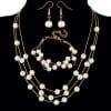 All-match Sweet And Elegant Bride Bridesmaid Mesh  Pearl Necklace Bracelet Earring Set 3 Piece Jewelry Wholesale