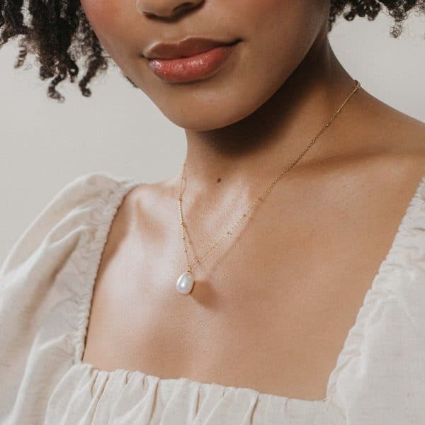 S925 Sterling Silver Beads Freshwater Pearl Necklace