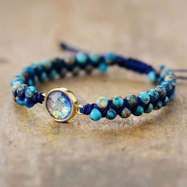 Colorful Round Emperor Stone Beads Woven Bracelet