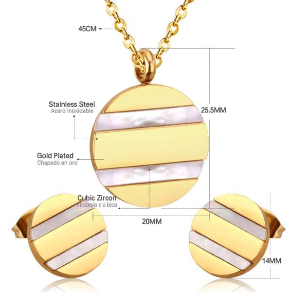 Necklace Earrings Set Ladies Stainless Steel Set