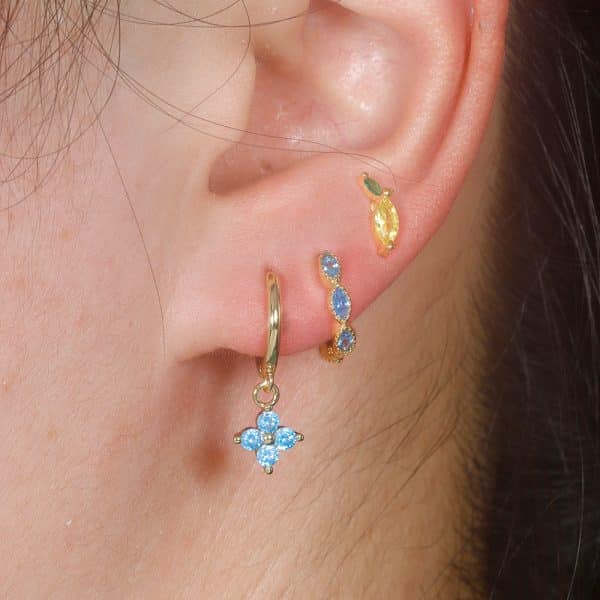 Water Drop Ear Studs Geometric Horse Eye Zircon 3-piece Set