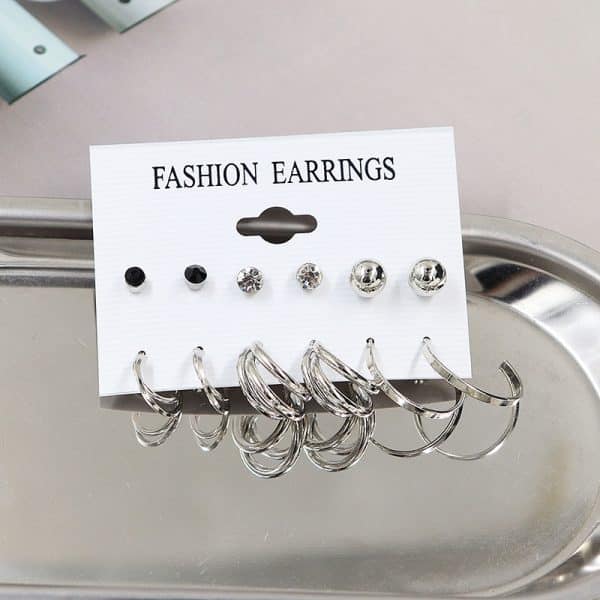 Simple Earrings 6 Pairs With Diamonds Earings Set