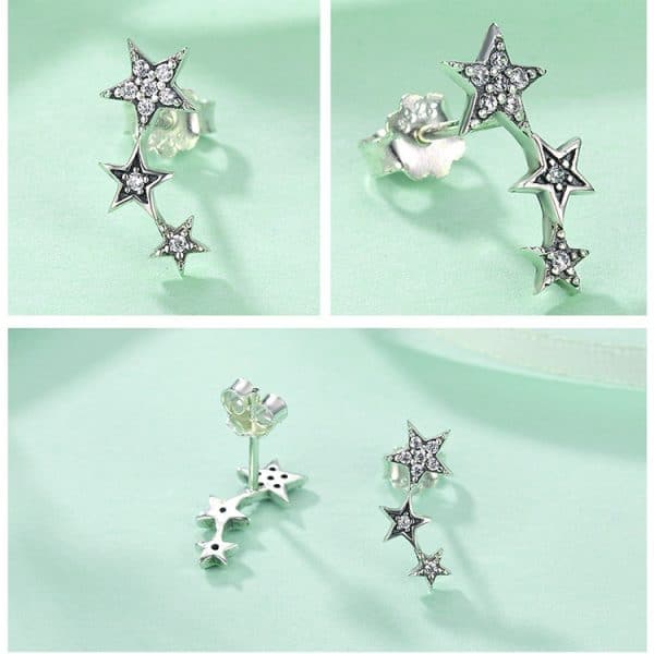 Five Point Star Set Zircon Earrings