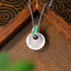 Natural White Chalcedony Ins Style Bamboo Presages Safety Light Luxury Advanced Clavicle Chain Female