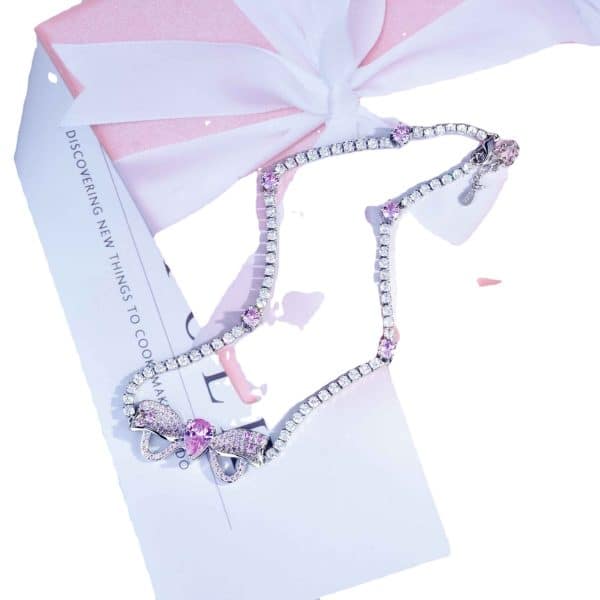 High-grade Affordable Luxury Fashion Full Diamond Bow Necklace Necklace Bracelet Ear Studs Suit