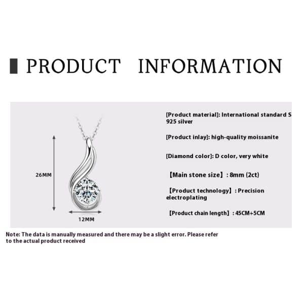 Water Drop Pendant Female Light Luxury Silver Necklace