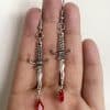 Dagger And Blood Red Drop Earrings
