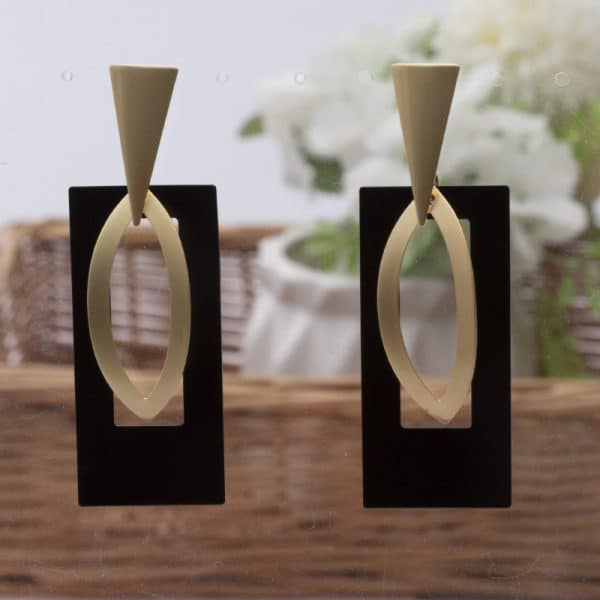Vintage Geometric Frosty Metal Drop Earrings