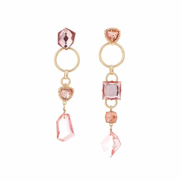 Asymmetric Long Drop-shaped Rhinestone Earrings
