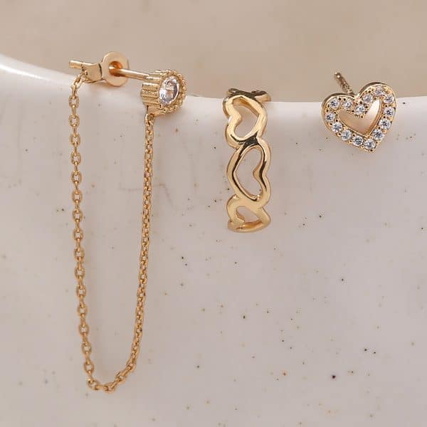Irregular Chain Set Of Ins-style Love Ear Bone Clip Diamond Love Earrings Love Female Earrings