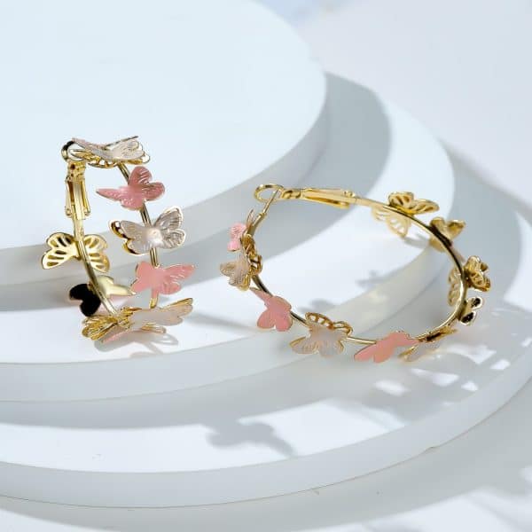 Butterfly Earrings Hollow Multi-layer Big Circle Ear Hook