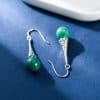 Women's Fashion Elegant Silver Malachite Drop Earrings