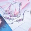 High-grade Affordable Luxury Fashion Full Diamond Bow Necklace Necklace Bracelet Ear Studs Suit