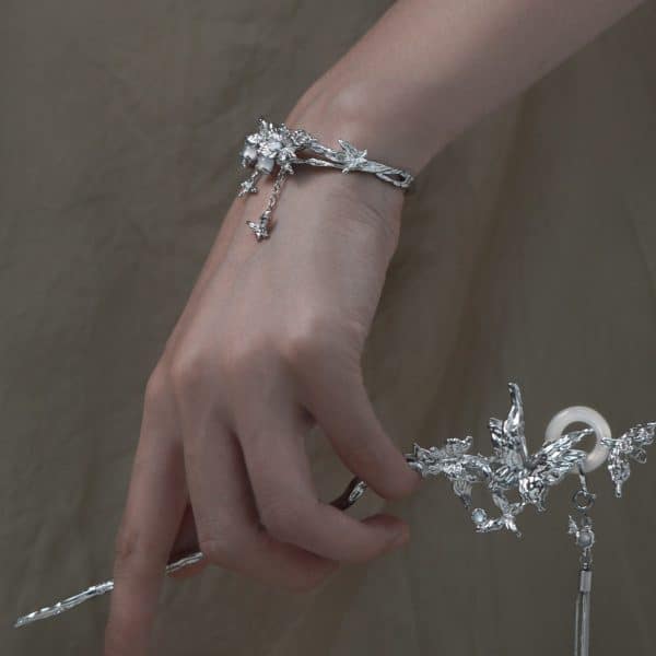 Butterfly Tassel Bracelet New Chinese Style White Agate High Sense