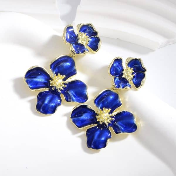 Drop Oil Camellia Earrings Hong Kong Style Retro