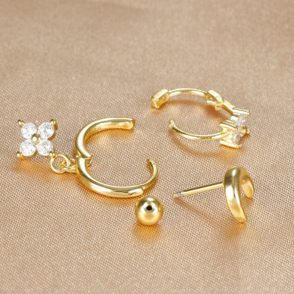 Fashion Geometric Ear Studs Zircon Set Ladies