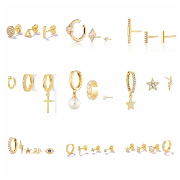Women's Fashion Irregular Geometric Diamond Earrings Set