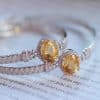 Citrine Silver Bracelet S925 Sterling Silver Inlaid Diamond