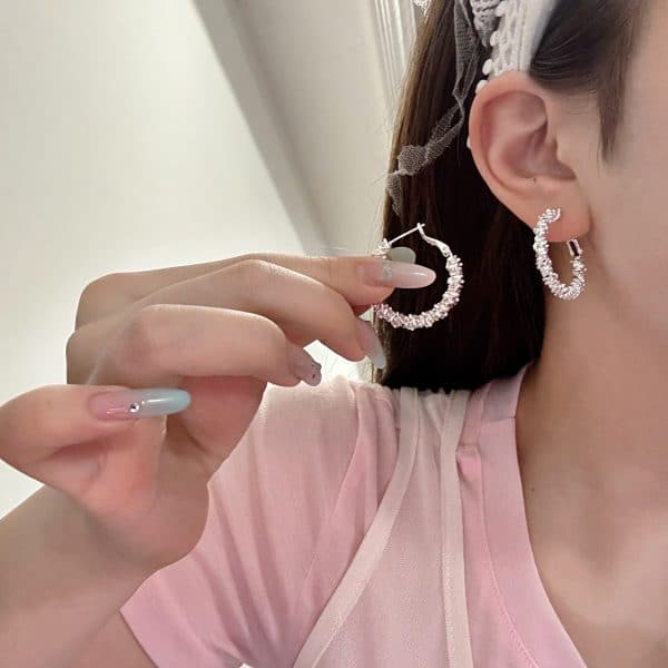 Ear Ring Circle Broken Silver Needle Retro Stud Earrings