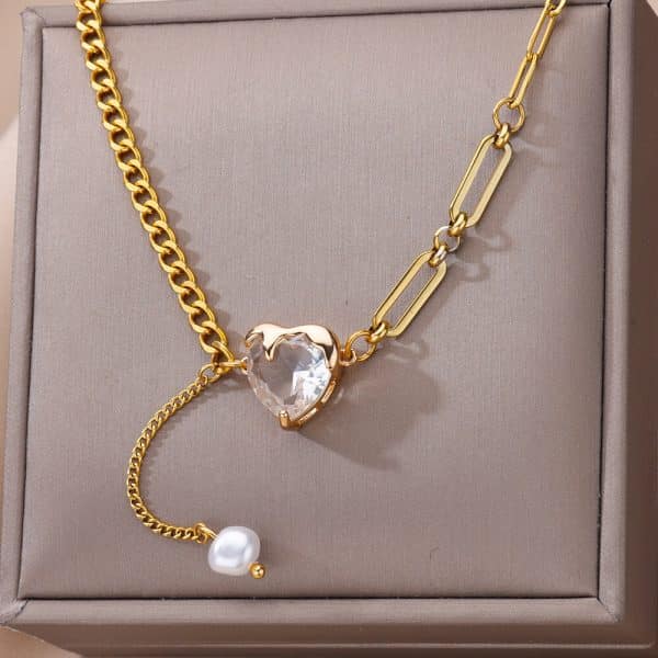 Ins Style Simple Heart-shaped Zircon Pendant Necklace
