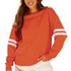 Fiery Red Varsity Striped Detail Drop Shoulder Oversized Sweatshirt