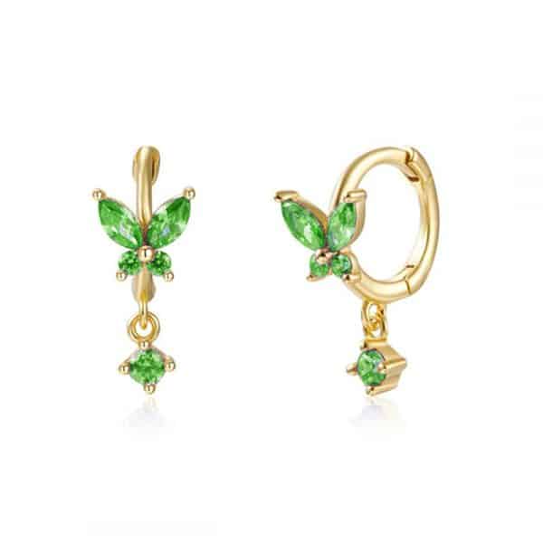 S925 Silver Needle Set Zircon Butterfly Earrings