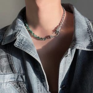 Shenlin Spirit Snake Stitching Lvzhu Men's Necklace Niche Design Advanced Light Luxury
