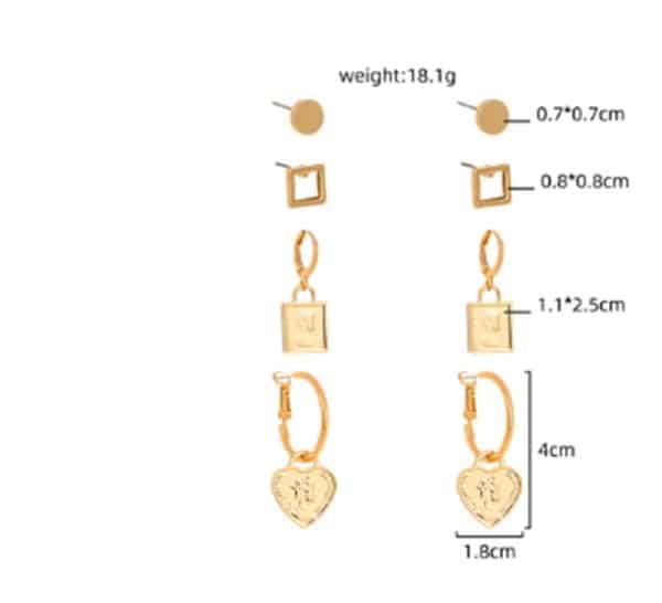 Metal Portrait Love Pendant Fashion Personality Combination Set Earrings