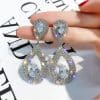 Women's Shiny Diamond-encrusted Drop Earrings