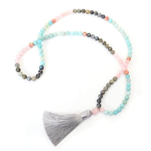 Colorful Natural Stone Necklace Bracelet Set Tianhe Flash Stone